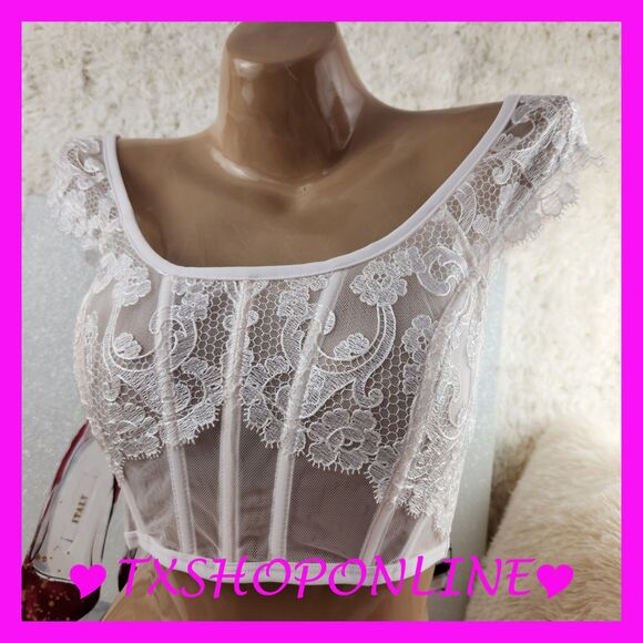 💗👙Victoria's Secret Boho Floral Embroidery Cap-Sleeve Corset Top👙💗 - Picture 9 of 10